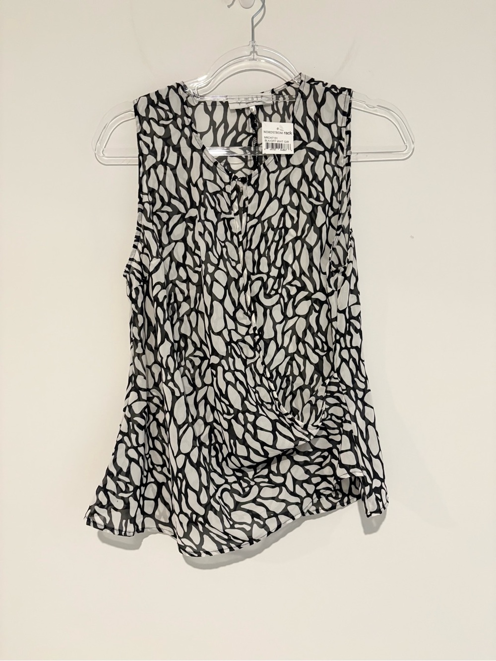 WAYF Nordstrom‎ Rack Sleeveless Black & White Printed faux Wrap-Front Top small